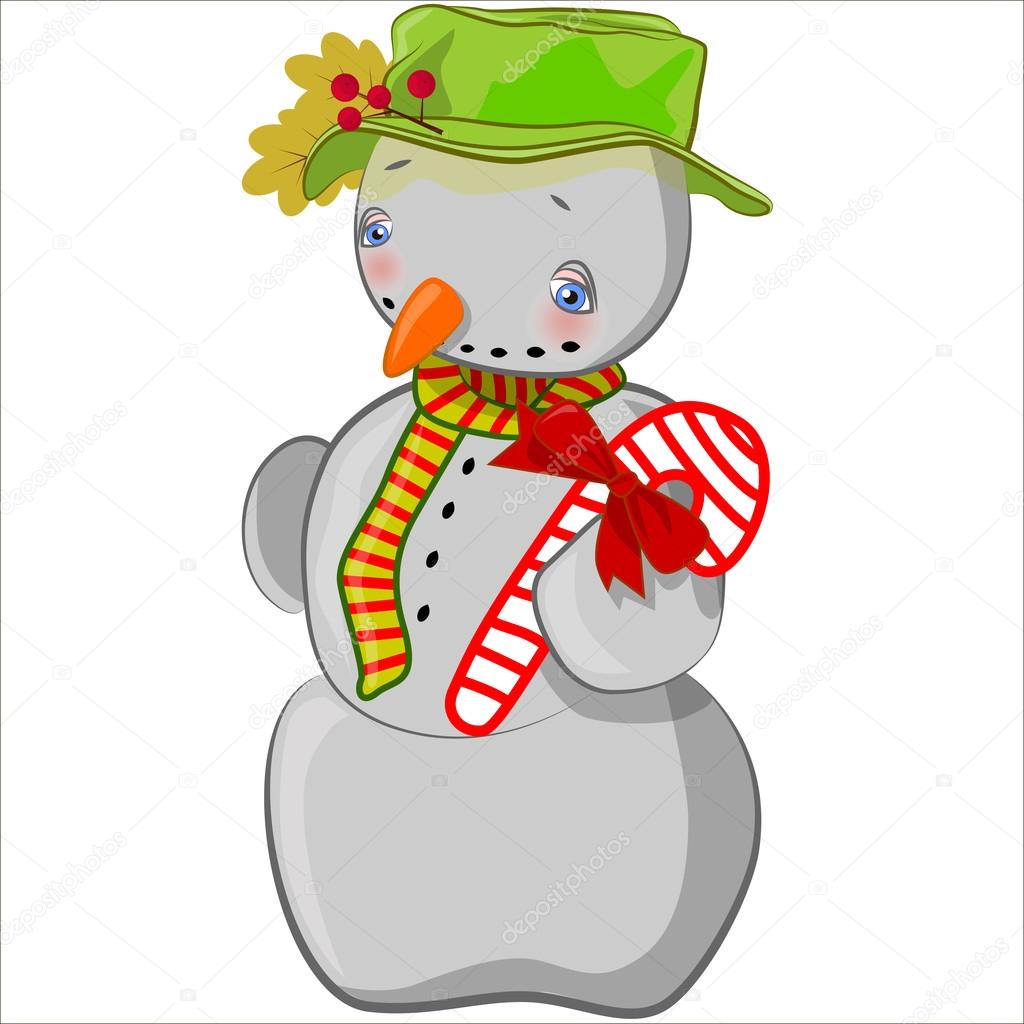 Cute cartoon and vector isolated of cute snowman