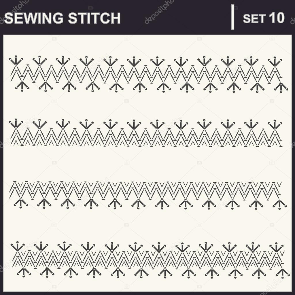 Collection of vector illustration sewing stitch patterns