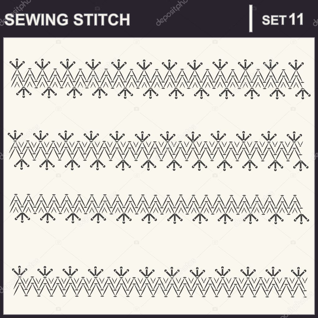 Collection of vector illustration sewing stitch patterns