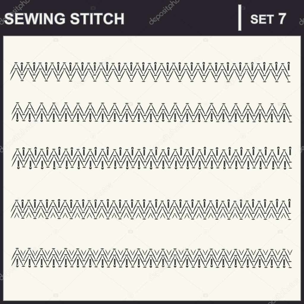 Collection of vector illustration sewing stitch patterns