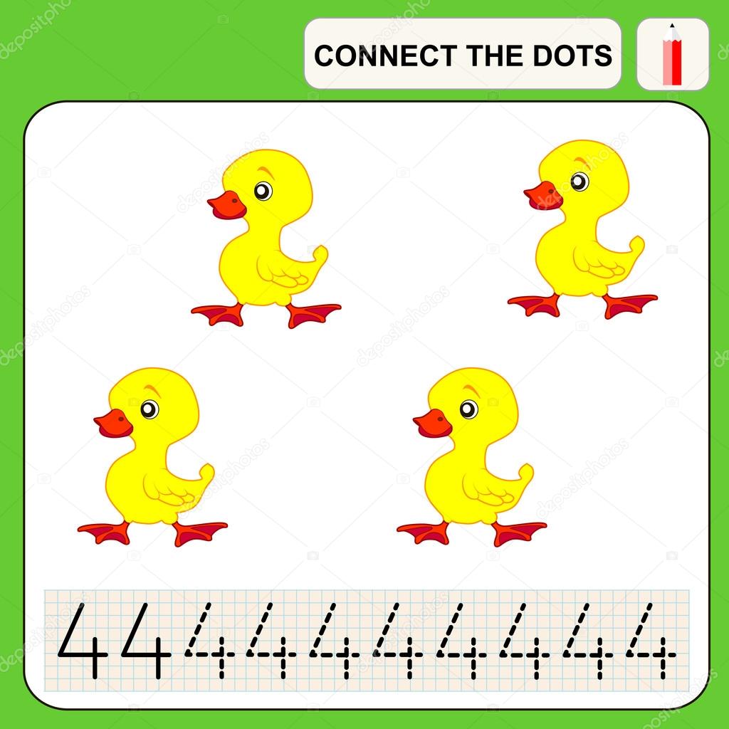 Connect the dots, preschool exercise task for kids, numbers