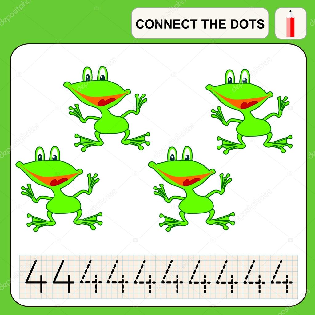Connect the dots, preschool exercise task for kids, numbers