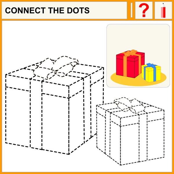 Connect the dots, preschool exercise task for kids, great gifts. — Stock Vector