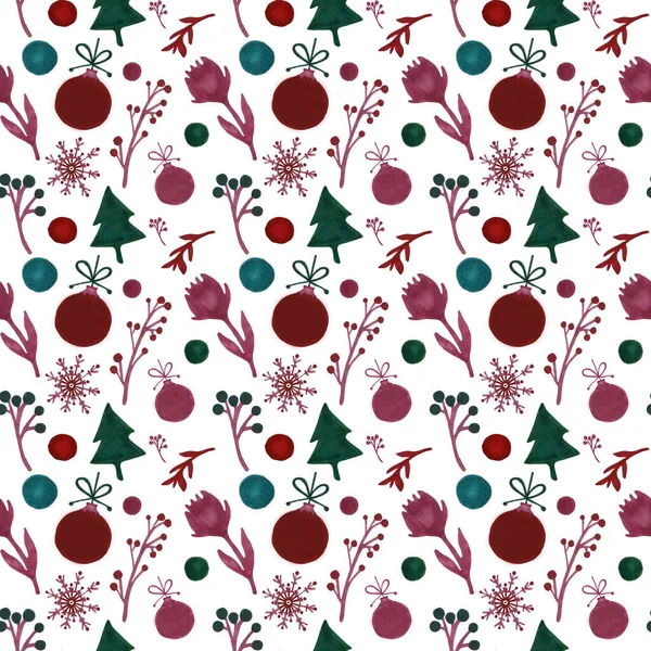 Patrón Conjunto Elementos Rojo Verde Diseño Plano Año Nuevo Navidad —  Fotos de Stock