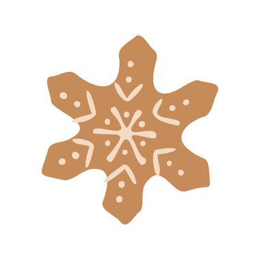 Klasik zencefilli ekmek Noel yıldızının izole edilmiş renkli çizimi