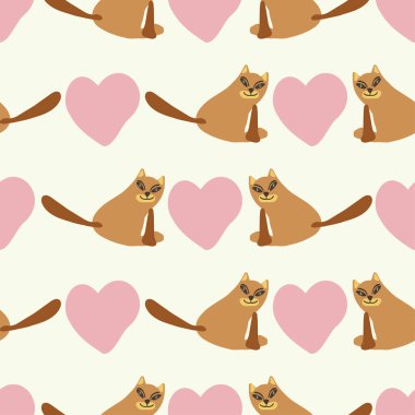Kalpli şirin kedilerin vektör desensiz çizgi film dekoratif tasarımı