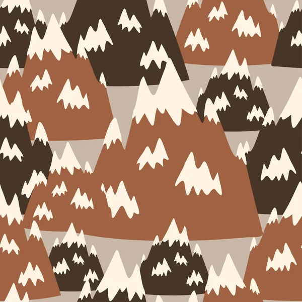 Vector nahtlose bunte Muster Illustration Design mit Bergen in verschiedenen Brauntönen — Stockvektor