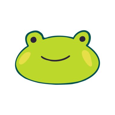 Yeşil kurbağa çizgi filminin izole edilmiş renkli çizimi.