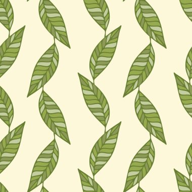 Kusursuz vektör botanik desen çizgilerde yeşil yaprakların renkli soyut tasarımı