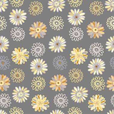 Pastel renkte parlak el çizimi çiçeklerin kusursuz desenleri.