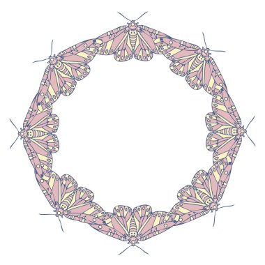 Vektör süsleme sonbaharı soyut süs kelebeklerinin çiçekli bitkisel tasarımı