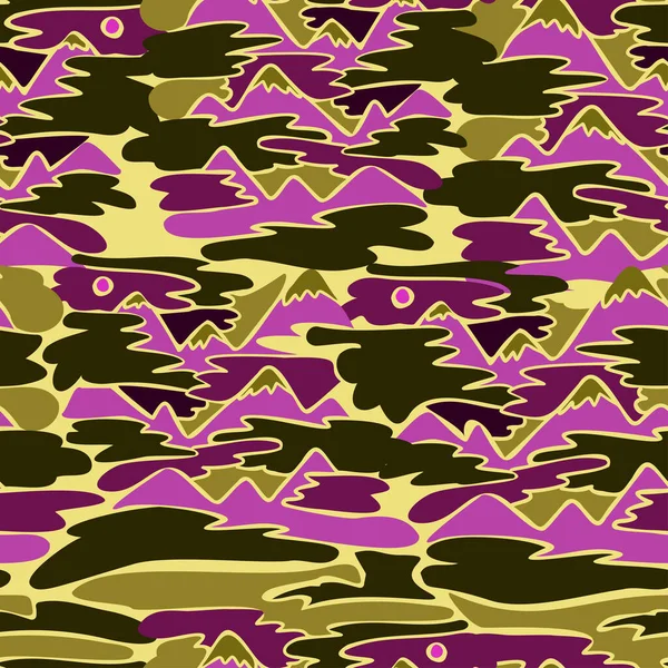 Abstrakter Vektor nahtloser Musterhintergrund aus gewellten kurzen Linien in dunkelvioletten Tönen — Stockvektor