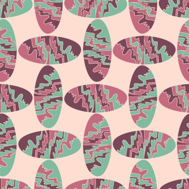 Soyut geometrik oval süslemeli kusursuz desenler.