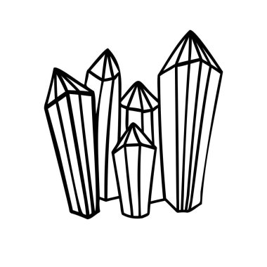 Çizgili tılsım kristalinin izole edilmiş siyah beyaz illüstrasyon tasarımı