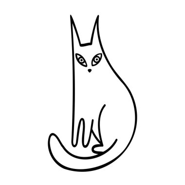 Soyut kedi siyah çizgili izole vektör illüstrasyon tasarım seti