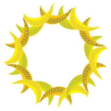 Soyut geometrik muz şekilli izole vektör renkli vignette tasarımı