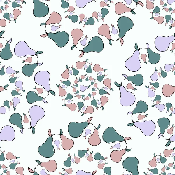 Motif vectoriel moderne sans couture silhouettes abstraites de fruits de poire d'été dans des tons pastel — Image vectorielle