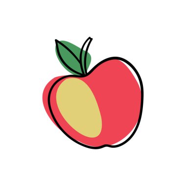 Soyut elma siluetinin modern izole edilmiş renkli ikonu