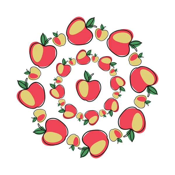 Vignette vectorielle isolée moderne avec des fruits abstraits pommes colorées en cercle — Image vectorielle