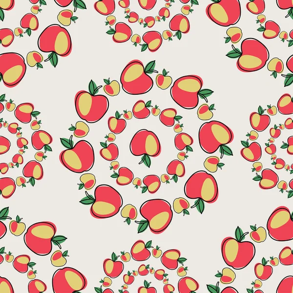 Motif vectoriel moderne sans couture silhouettes abstraites de pommes d'été fruits dans des couleurs vives — Image vectorielle