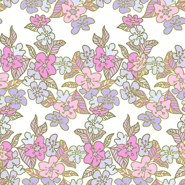 Vector nahtlose Muster farbenfrohes Design von abstrakt gesäumten Blumen in Pastelltönen — Stockvektor