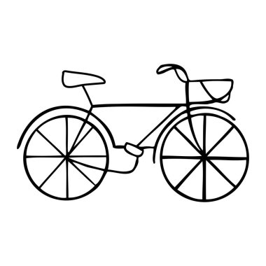 Bir bisikletin izole edilmiş siyah beyaz çizimi 
