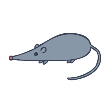 Beyaz arkaplanda gri farenin grafik siluetleri ile izole edilmiş tasarım