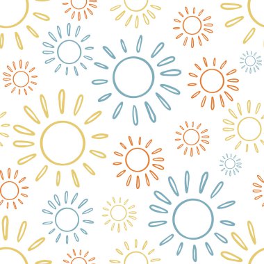 Soyut çizgili güneşin renksiz vektör desenli dizaynı