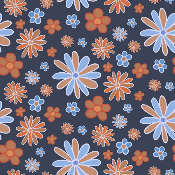 Векторний безшовний візерунок барвистий дизайн абстрактних вишитих квітів в пастельних тонах — стоковий вектор
