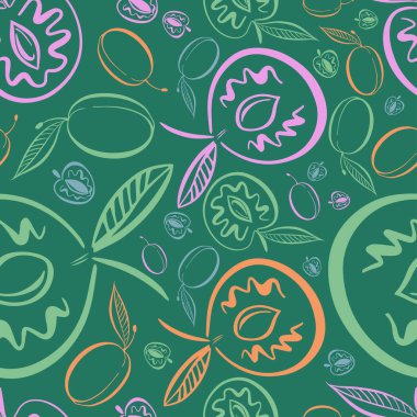 Modern, renksiz vektör desenli soyut silüetler yaz çukur meyvelerinin pastel tonlarında