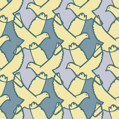 Çizgi film kuşlarının renksiz renksiz vektör deseni çizimi.