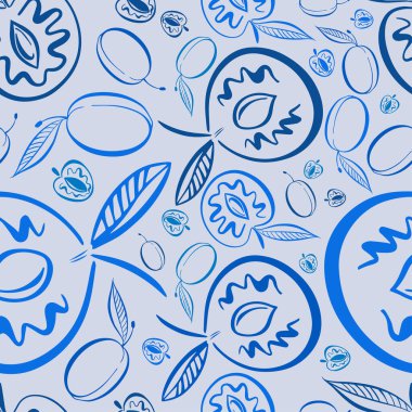 Modern, renksiz vektör desenli soyut silüetler yaz çukur meyvelerinin pastel tonlarında