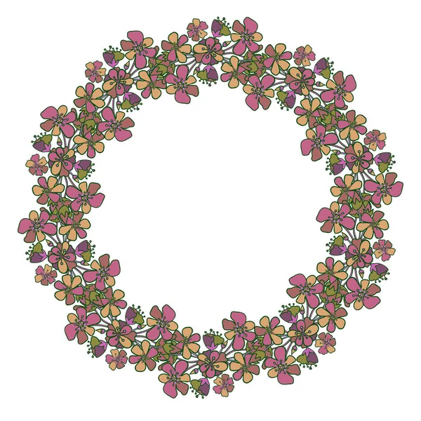 Vignette isolée vectorielle ornementale design botanique guirlande de fleurs de printemps dans des tons pastel — Image vectorielle