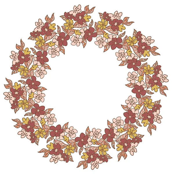 Векторная декоративная ботаническая гирлянда из весенних цветов в пастельных тонах — стоковый вектор