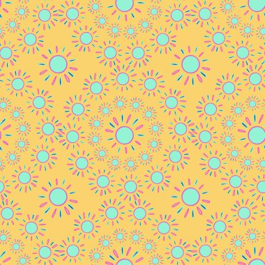 Renksiz vektör desenli soyut çizgili güneşin sarı üzerine pastel renkte dizaynı