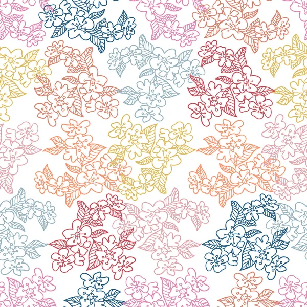 Векторний безшовний візерунок барвистий дизайн абстрактних вишитих квітів в пастельних тонах — стоковий вектор