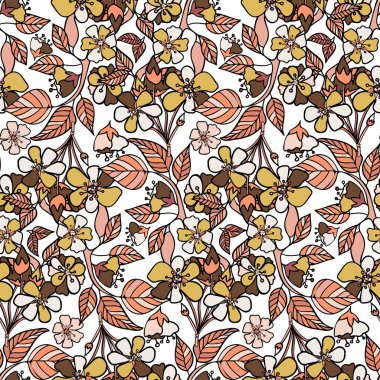 Soyut çizgili çiçeklerin renksiz desenli pastel tonlarda vektör deseni