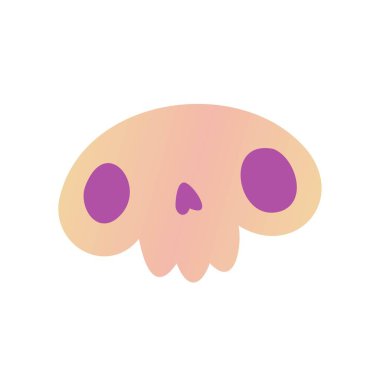 Pastel pembe tonlarda şirin bir kafatası siluetinin izole edilmiş vektör çizimi.