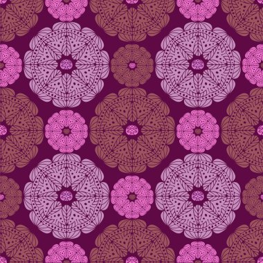 Kırmızı ve pembe tonlarda soyut çizgili çiçeklerin renksiz vektör desenli tasarımı