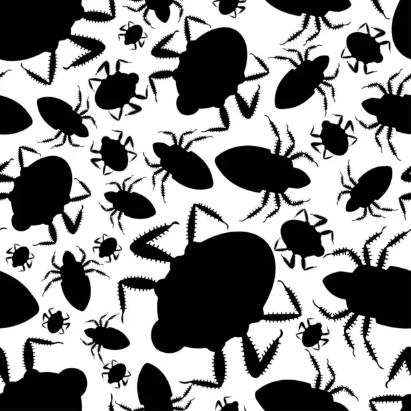 Astratto modello vettoriale senza cuciture foderato in bianco e nero di illustrazioni design di bug — Vettoriale Stock