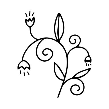 Soyut siyah beyaz çiçek açan yapraklar ve çiçek çizgileri soyut vektör kümesi 