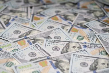  Yüz dolarlık banknotlar. İş için. Makro