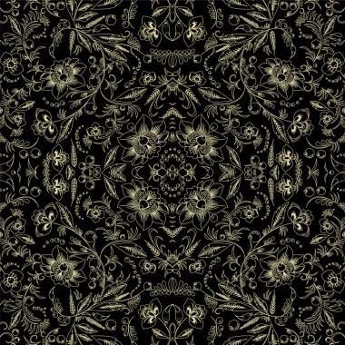 stok vektör sorunsuz desen. oryantal veya rus çiçek