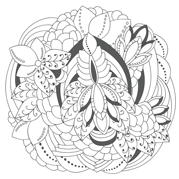 Stock Vector Doodle svart och vitt blommönster. Orienten. abst — Stock vektor