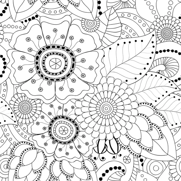 hisse senedi vektör sorunsuz doodle siyah ve beyaz çiçek desenli. Ori