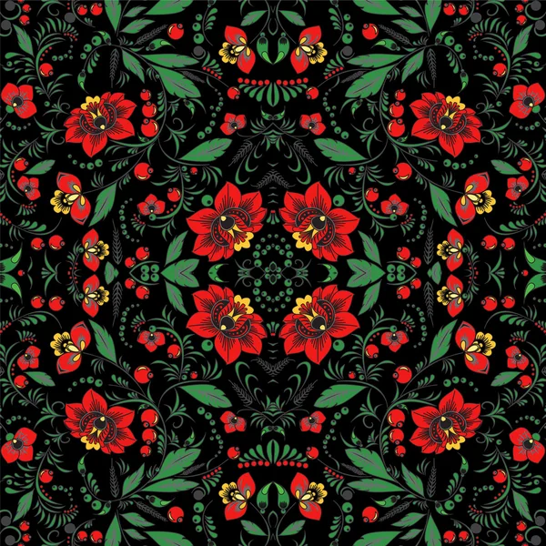 stok vektör sorunsuz desen. oryantal veya rus kırmızı çiçek