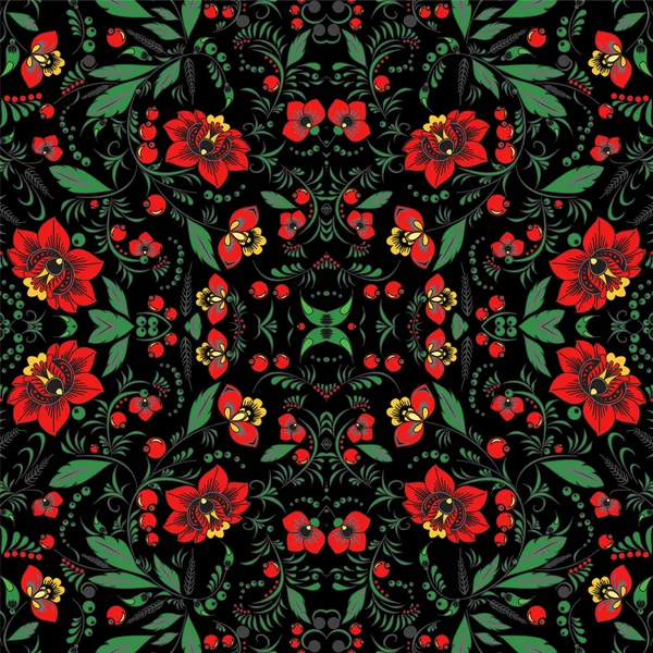 stok vektör sorunsuz desen. oryantal veya rus kırmızı çiçek