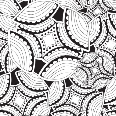 hisse senedi vektör sorunsuz doodle siyah ve beyaz çiçek desenli. Ori