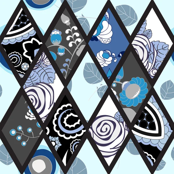 Vecteur de stock motif patchwork sans couture. flo oriental ou russe — Image vectorielle