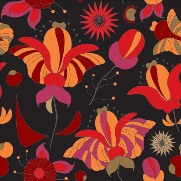 Vecteur de stock motif floral doodle sans couture. Orient. Résumé b — Image vectorielle